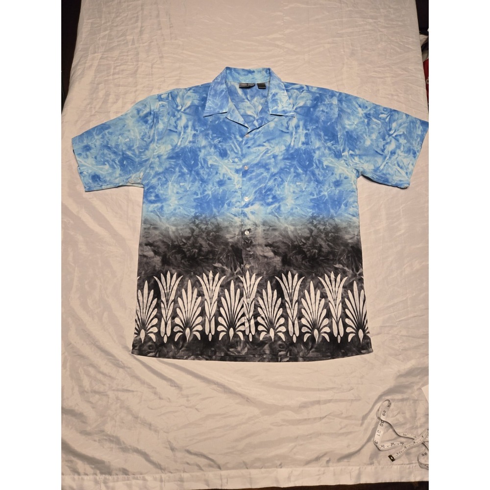 Jordan Craig Y2K Button‎ Up Shirt Mens Large Blue/Black/White Retro Flawed